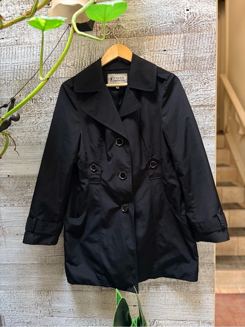 Tower by London Fog | Short Water-Resistant Trench Jacket - Women's S, Black